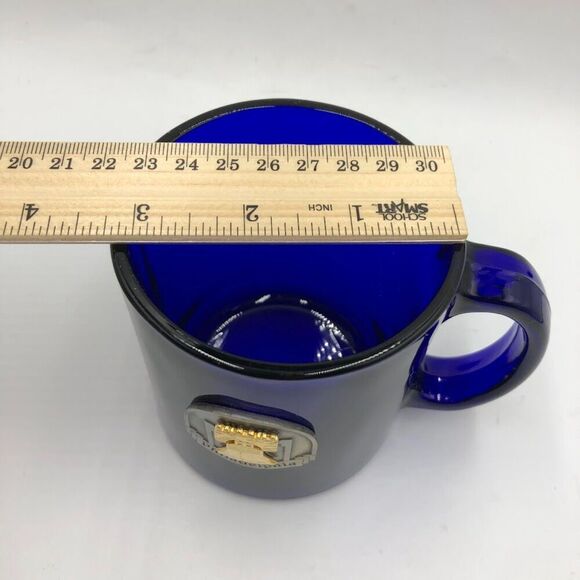 Cobalt Blue Glass Coffee Tea Mug Philadelphia Liberty Bell Tourist Souvenir - Picture 11 of 12